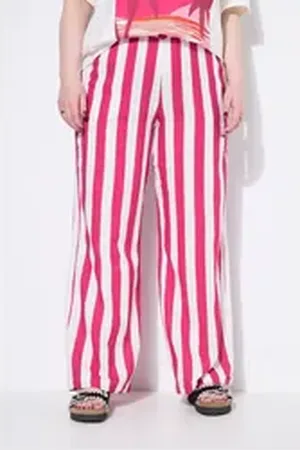 STUDIO UNTOLD Schlupfhose Musselin-Hose Wide Legs Streifen Elastikbund rosa 56