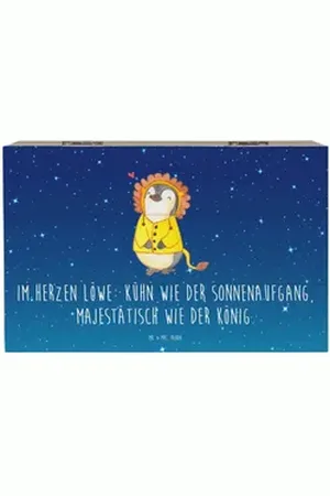 Mr. & Mrs. Panda Dekokiste Löwe Astrologie 19 x 12 cm - Sternenhimmel Blau - Geschenk, Geschenkd (1 St), Kreatives Design blau 19 cm x 12 cm x 10 cm