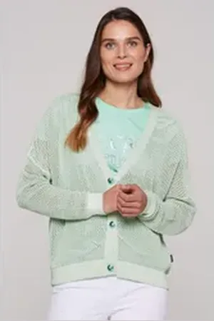 Soccx Strickjacke mit Baumwolle grün M/L