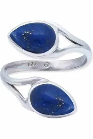 mantraroma Silberring (Ring mit Schmuckbeutel), Damenring aus 925er Silber blau