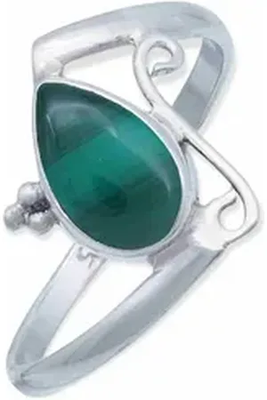 mantraroma Silberring UHA aus 925 Silber mit Malachit (Ring mit Schmuckbeutel), Damenring aus 925er Silber grün 54