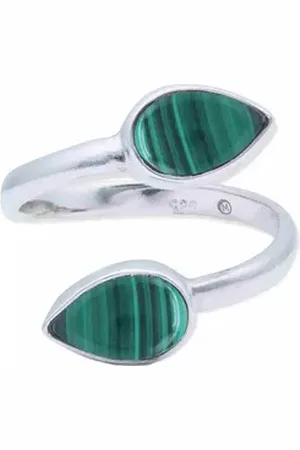 mantraroma Silberring (Ring mit Schmuckbeutel), Damenring aus 925er Silber grün