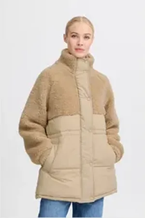 B YOUNG Winterjacke BYANILDA JACKET - schöne Jacke mit Fellimitat braun 36