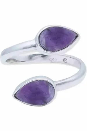mantraroma Silberring (Ring mit Schmuckbeutel), Damenring aus 925er Silber lila