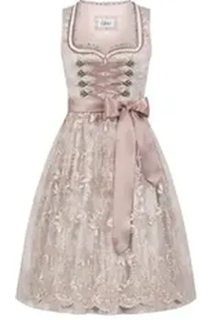Nübler Trachtenkleid Dirndl Midi Tessa in Taupe von rosa 40