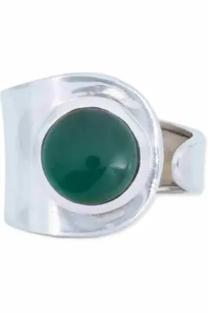 mantraroma Silberring (Ring mit Schmuckbeutel), Damenring aus 925er Silber grün