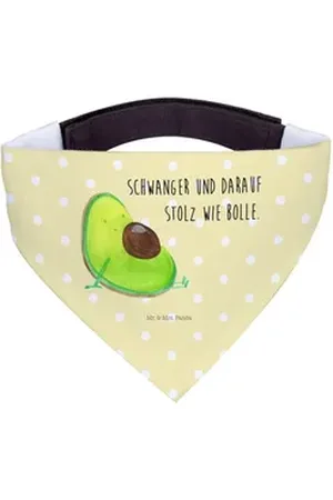 Mr. & Mrs. Panda Hundefliege Avocado Schwangerschaft - Gelb Pastell - Geschenk, Veggie, Babyparty, Polyester gelb L | 33 cm x 33 cm