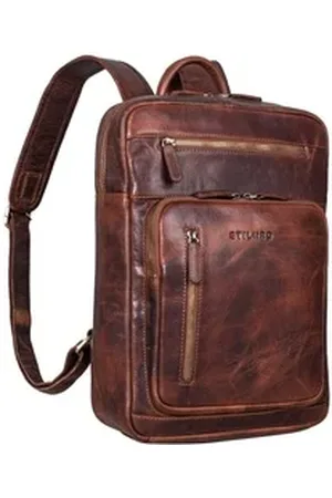 STILORD Notebookrucksack "Valera" Leder Business Rucksack viele Fächer Damen Herren mittelgroß