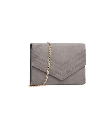 MISS LULÙ Tragetasche Damen Clutch Abendtasche Elegante Kettentasche Hochzeit Abendtasche grau