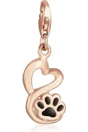 Nenalina Charm-Einhänger Anhänger Herz Pfote Tierliebe Emaille 925 Silber, Herz rosa|silberfarben