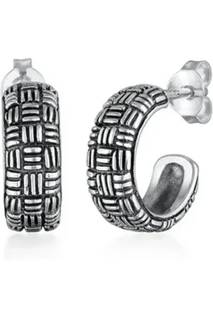Kuzzoi Paar Ohrstecker Herren Creolen Ohrstecker Vintage 925 Sterling Silber silberfarben
