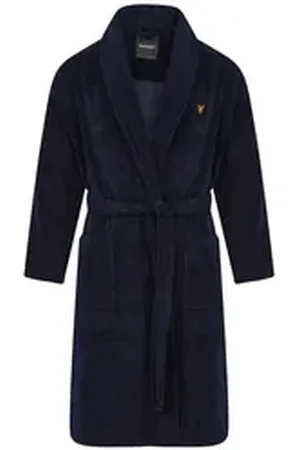 Lyle & Scott Bademantel Bademantel Lucas Morgenmantel, Baumwoll-Mischung blau L