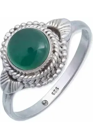 mantraroma Silberring MANAIA aus 925 Silber mit grünen Onyx (Ring mit Schmuckbeutel), Damenring aus 925er Silber grün 54