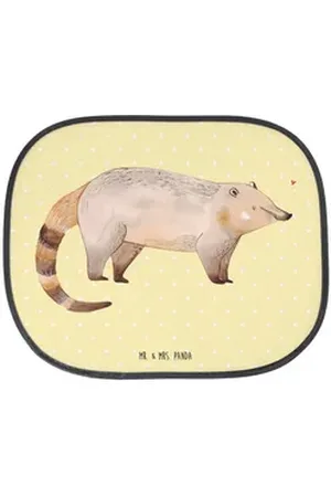 Mr. & Mrs. Panda Sonnenschutz Nasenbär - Gelb Pastell - Geschenk, Gute Laune, Sonnenschutz Autofens, Seidenmatt, Schöner Look gelb