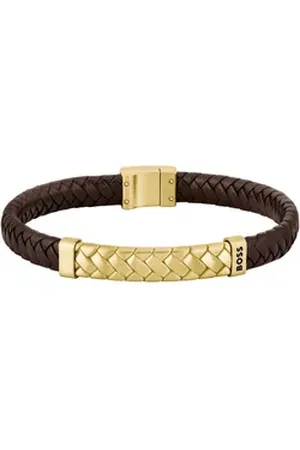 HUGO BOSS Lederarmband TAILORED, 1580674M, 1580675M, 1580676M braun|gelb|goldfarben
