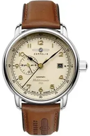 Zeppelin Fliegeruhr Mediterranee, Made in Germany, Lederband, 40 mm, 9668-5