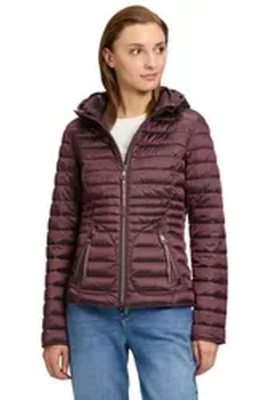 Cartoon Steppjacke Steppjacke mit abnehmbarer Kapuze braun|rot 34