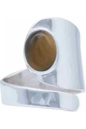mantraroma Silberring (Ring mit Schmuckbeutel), Damenring aus 925er Silber braun