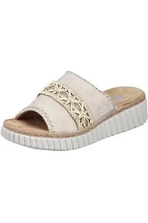 Rieker Pantolette Sommerschuh, Strandschuh, Urlaubschuh, Hausschuh mit softer Innensohle beige 38 EU