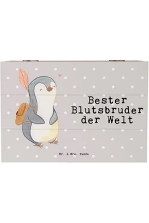 Mr. & Mrs. Panda Dekokiste Pinguin Bester Blutsbruder der Welt 22 x 15 cm - Grau Pastell - Gesch (1 St), Schöne Sprüche grau 22 cm x 15 cm x 12 cm