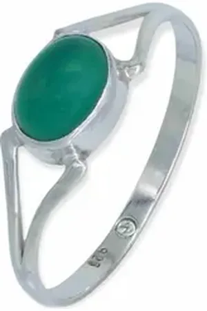 mantraroma Silberring TEKILI oval aus 925 Silber mit grünen Onyx (Ring mit Schmuckbeutel), Damenring aus 925er Silber grün 54