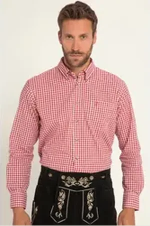 JP 1880 Businesshemd Karohemd Tracht Langarm Buttondown-Kragen rosa|rot 8XL