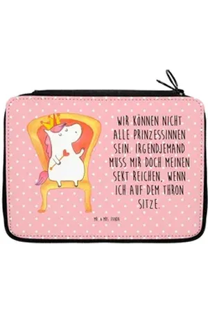 Mr. & Mrs. Panda Federmäppchen Einhorn Prinzessin - Rot Pastell - Geschenk, Monat, Unicorn, Einhorn, (1-tlg), Motivierende Sprüche rot
