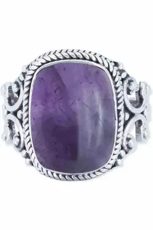 mantraroma Silberring SERAPANA aus 925 Silber mit Amethyst (Ring mit Schmuckbeutel), Damenring aus 925er Silber lila 58