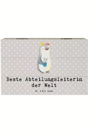 Mr. & Mrs. Panda Dekokiste Pinguin Beste Abteilungsleiterin der Welt 19 x 12 cm - Grau Pastell - (1 St), Einzigartige Motive grau 19 cm x 12 cm x 10 cm