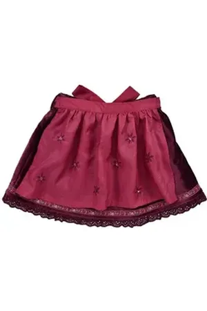 BONDI Trachtenrock Mädchen Samtrock mit Schürze 26103, Blueber rot 128