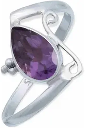 mantraroma Silberring UHA aus 925 Silber mit Amethyst facettiert (Ring mit Schmuckbeutel), Damenring aus 925er Silber lila 62