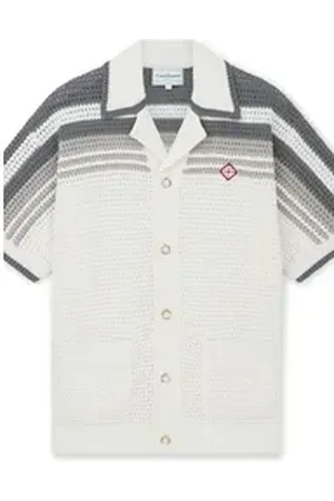 Casablanca Kurzarmhemd Tennis Crochet Hemd Grau grau|weiß XL