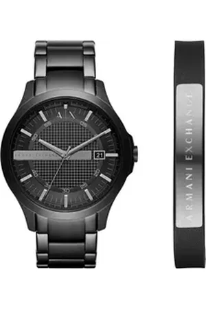 Armani Exchange Quarzuhr AX7101, (Set, 2-tlg., mit Armband), Armbanduhr, Herrenuhr, Datum, Edelstahlarmband schwarz