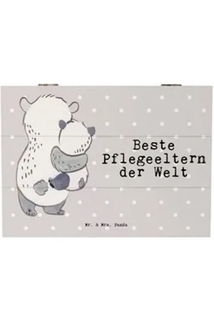 Mr. & Mrs. Panda Dekokiste Panda Beste Pflegeeltern der Welt 25 x 18 cm - Grau Pastell - Geschen (1 St), Praktischer Griff grau