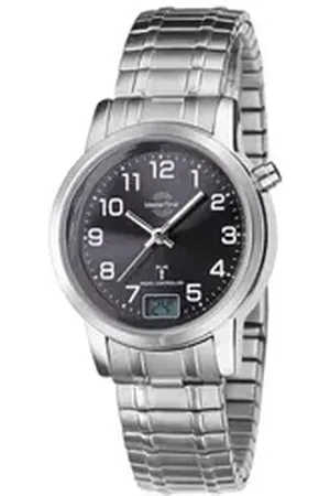 Master Time Quarzuhr MasterTime Damen-Funkuhr Basic, silber/ schwarz - mit Zugband - MTLA-10309-22M