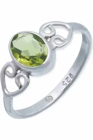 mantraroma Silberring ORITI aus 925 Silber mit Peridot (Ring mit Schmuckbeutel), Damenring aus 925er Silber grün 58