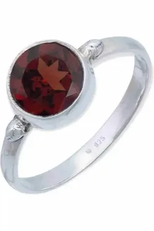 mantraroma Silberring HANA aus 925 Silber mit Granat facettiert (Ring mit Schmuckbeutel), Damenring aus 925er Silber 48