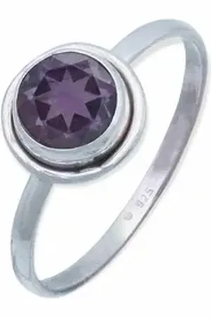 mantraroma Silberring HULETTI aus 925 Silber mit Amethyst facettiert (Ring mit Schmuckbeutel), Damenring aus 925er Silber lila 54