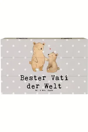 Mr. & Mrs. Panda Dekokiste Bär Bester Vati der Welt 19 x 12 cm - Grau Pastell - Geschenk, Erinne (1 St), Vielseitig einsetzbar grau 19 cm x 12 cm x 10 cm
