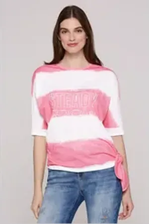 Soccx Rundhalsshirt mit Knoten-Saum rosa M/L