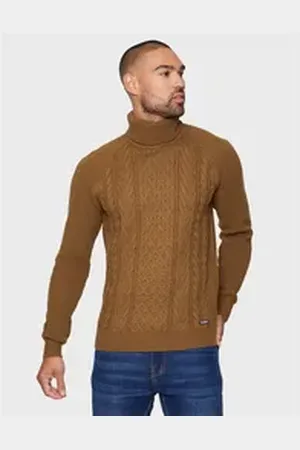 Threadbare Rollkragenpullover Adrien mit schönen Strickmustern braun M