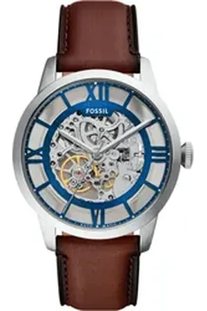 Fossil Automatikuhr TOWNSMAN Automatic ME3267, Armbanduhr, Herrenuhr, Mechanische Uhr, Lederarmband, analog braun