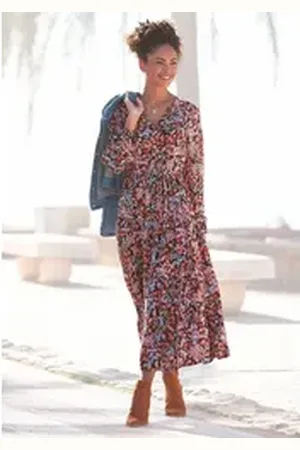 Lascana Maxikleid mit Blümchenprint und V-Ausschnitt, Sommerkleid bunt 44