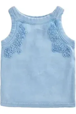 Next Trägertop Florales, geripptes Häkeltop (1-tlg) blau 104 (4 J.)