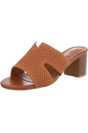 Ital-Design Elegante schwarze Plateau-Sandalen für Damen mit Blockabsatz Pantolette (89372344) Blockabsatz Sandalen & Sandaletten in Camel braun 39 EU