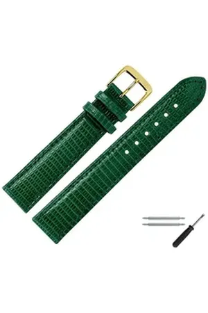 MARBURGER Uhrenarmband 14mm Leder Eidechse Schuppung grün