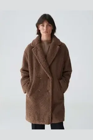 Opus Langmantel Teddymantel HONISE Loose im Oversize Look braun 36