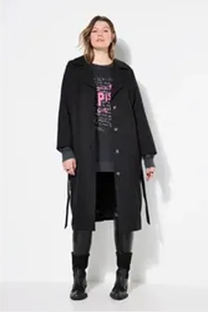 STUDIO UNTOLD Wintermantel Trenchcoat A-Line Reverskragen schwarz 46/48