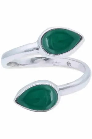 mantraroma Silberring (Ring mit Schmuckbeutel), Damenring aus 925er Silber grün