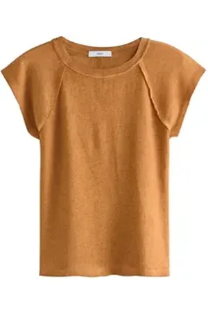 Next Shirttop Gewaschenes T-Shirt mit offenen Saumdetails (1-tlg) braun M